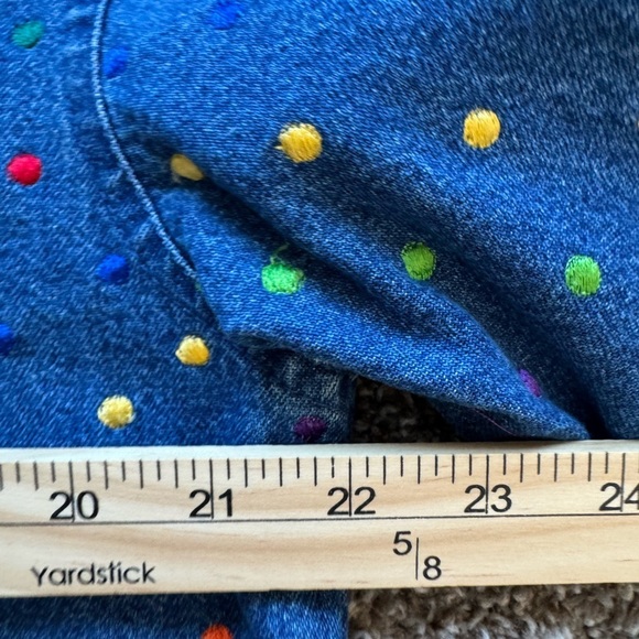 Vintage Keren Hart Rainbow Polka Dot Embroidered Denim Jean Jacket Women's M EUC - Picture 7 of 9